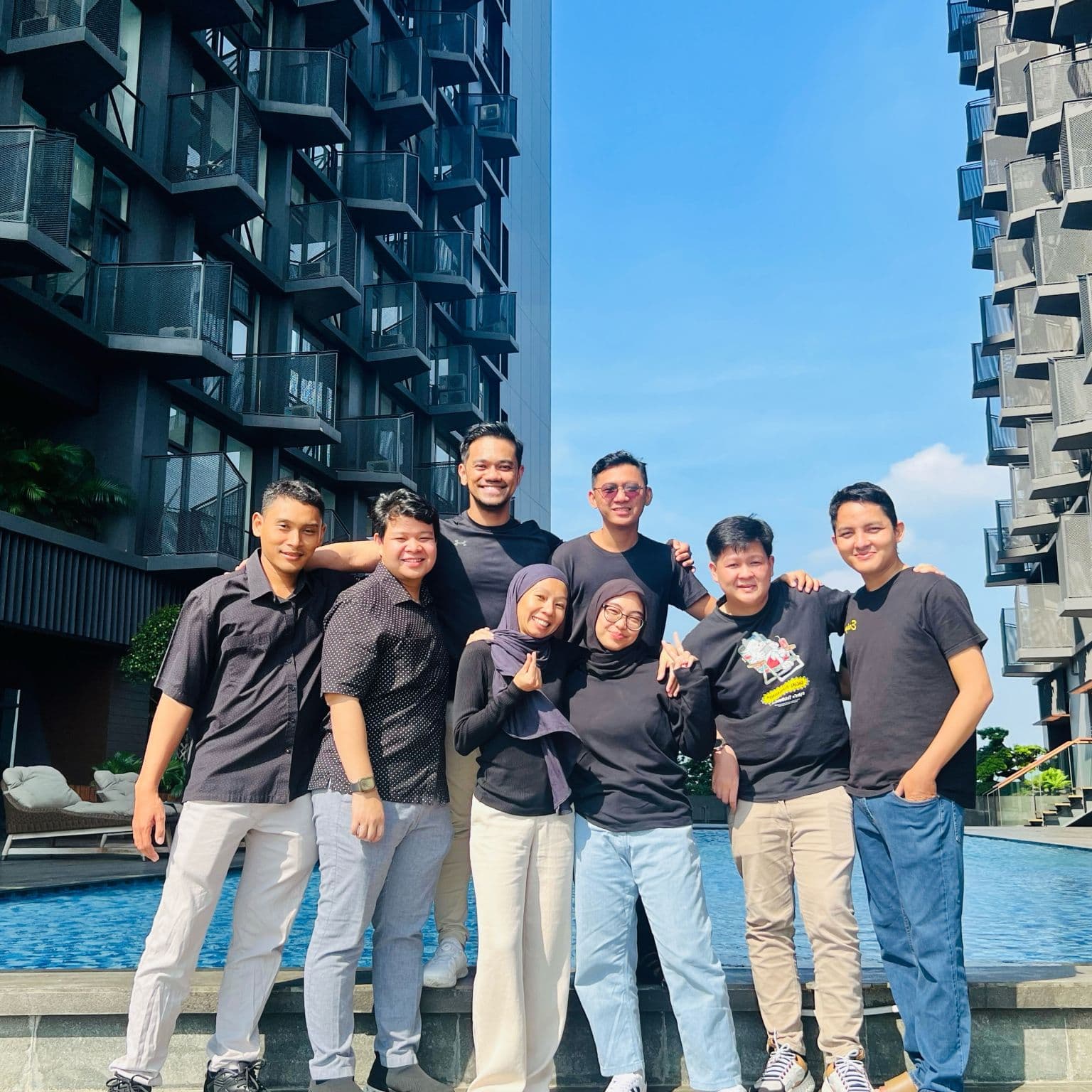 Faidhi Fahmi with the team during an offsite